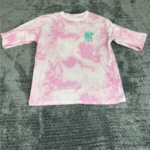 Pink Tie-Dye Girl’s Top with Elephant Graphic